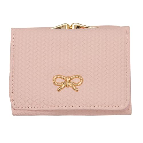 YAMEIZE Geldbeutel Damen Klein Geldbörse Portemonnaie Süße Dreifach Gefaltete Geldbörse aus Schmalem PU Leder mit Schleife und Kartenhalter Münzbörsen Mädchen von YAMEIZE