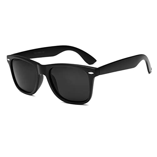 YAMEIZE Klassische Rechteckige Polarisierte Sonnenbrille Schwarz - Square Sonnenbrille für Damen Herren Retro Brille uv400 Schutz für Outdoor Driving. von YAMEIZE