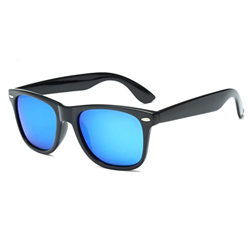 YAMEIZE Klassische Rechteckige Polarisierte Sonnenbrille Schwarz - Square Sonnenbrille für Damen Herren Retro Brille uv400 Schutz für Outdoor Driving. von YAMEIZE