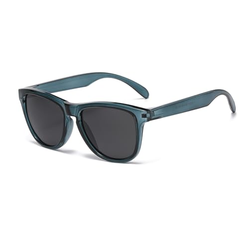 YAMEIZE Klassische Stil Quadratische Sonnenbrille für - Damen Herren Rechteck Cat Eyes UV400 Schutz Fahren im Freien (Blau Grau) von YAMEIZE