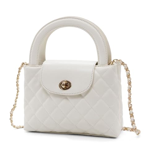 YAMEIZE Klein Handtasche Umhängetasche Damen - Gesteppte Tasche Leder Top Handtasche Designer Elegant Abendhandtaschen von YAMEIZE