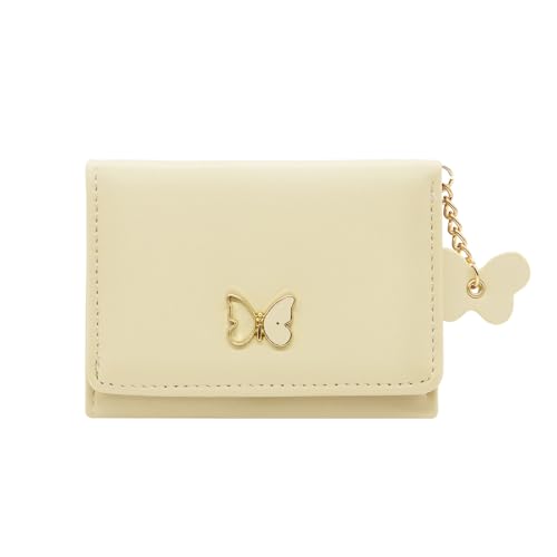 YAMEIZE Geldbeutel Damen Klein Geldbörse Kurzformat Portemonnaie Süße Schmetterling Anhänger Geldbörse Schmalem Leder Kartenhalter Münzfach Brieftasche Mädchen von YAMEIZE