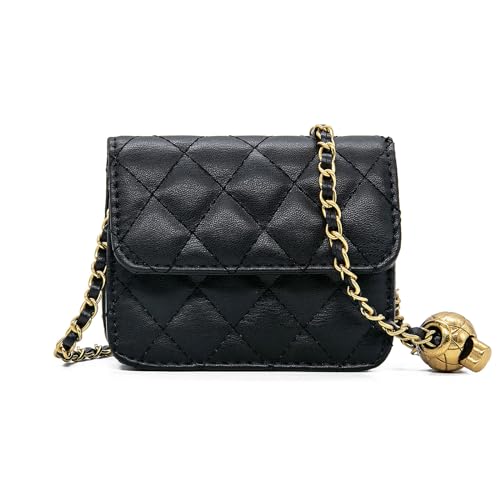 YAMEIZE Kleine Umhängetasche Damen Crossbody Bag Tasche Leder Moda Handtasche Damen Klein Schwarz mit Verstellbarem Kettenschultergurt von YAMEIZE