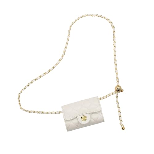 YAMEIZE Mini PU Leder Kette Gürteltasche für Damen Gesteppte Taille Geldbörse Crossbody Gürteltasche Abnehmbare Gürtelkette von YAMEIZE