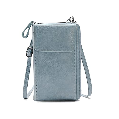 YAMEIZE Mini Umhängetasche Damen Klein Geldbörse Brieftasche mit Kartenlose Crossbody Blau von YAMEIZE