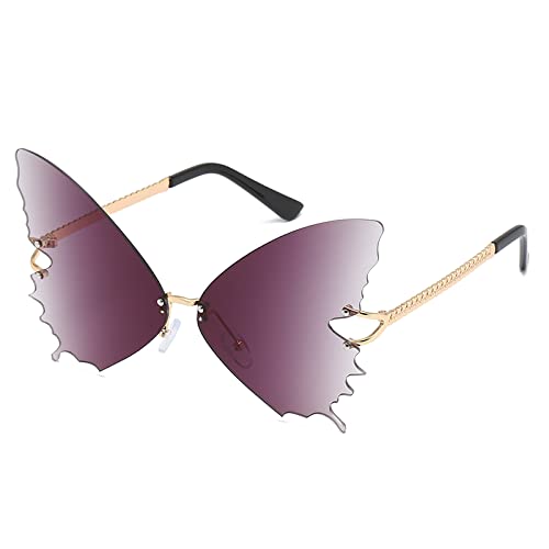 YAMEIZE Mode Schmetterling Randlose Sonnenbrille für Frauen Vintage Metallrahmen Brillen UV-Schutz von YAMEIZE