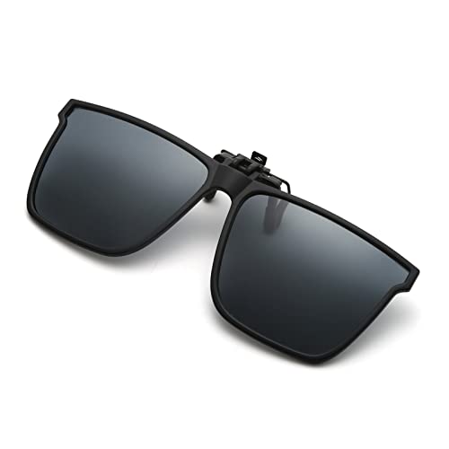 YAMEIZE Modische Rechteckige Polarisierte Clip-On-Sonnenbrille – für Damen Herren UV 400-Schutzbrillen Anti-Glare Flip-up Quadrat Brille Fahren von YAMEIZE