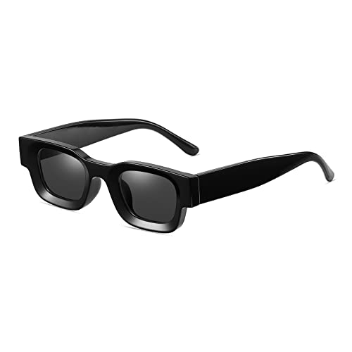 YAMEIZE Modische rechteckige Sonnenbrille für Damen Herren UV400-Schutz kleine Brille im Freien (Schwarz) von YAMEIZE