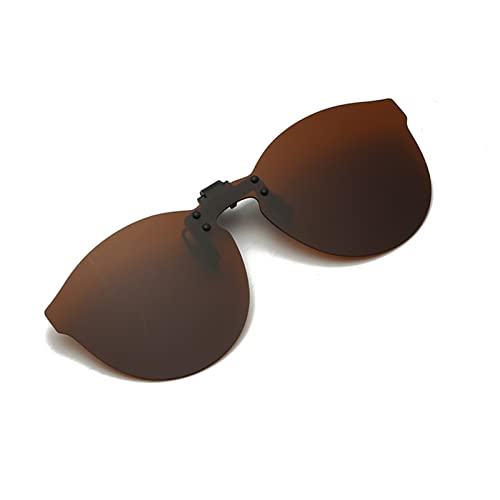 YAMEIZE Polarisierte Clip Sonnenbrille UV400-Schutz Randlose Gläser für Damen Herren Clip on Brille Fahren im Freien (braun) von YAMEIZE