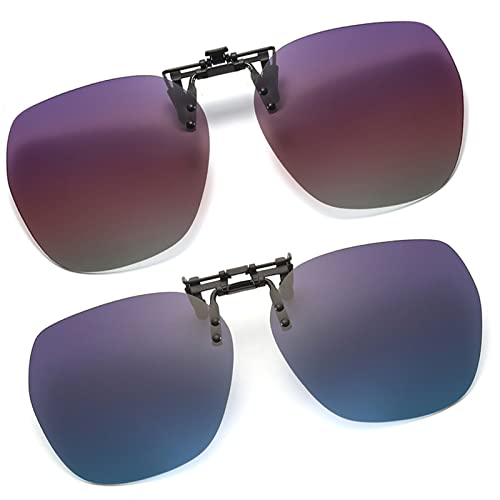 YAMEIZE Polarisierte Clip auf Sonnenbrille Runde - Brillen Anti-Glare UV400 Schutz Flip Up Rimless für Damen Herren Fahren Reisen Outdoor von YAMEIZE