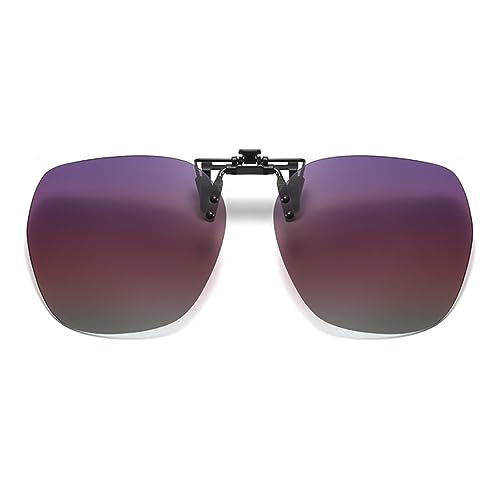 YAMEIZE Polarisierte Clip auf Sonnenbrille Runde - Brillen Anti-Glare UV400 Schutz Flip Up Rimless für Damen Herren Fahren Reisen Outdoor von YAMEIZE