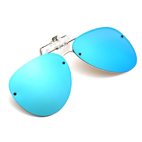 YAMEIZE Polarisierte Linse Clip auf Sonnenbrille Anti-Glare - Pilot Brille für Damen Herren Flip Up Rimless Clip Brille Autofahren Reisen Outdoor von YAMEIZE