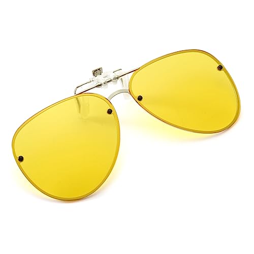 YAMEIZE Polarisierte Linse Clip auf Sonnenbrille Anti-Glare - Pilot Brille für Damen Herren Flip Up Rimless Clip Brille Autofahren Reisen Outdoor von YAMEIZE