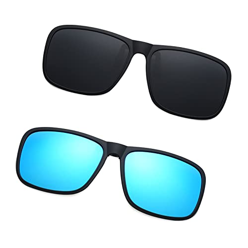 YAMEIZE Polarisierte Rechteckige Clip-On Sonnenbrille für - Damen Herren Trendy Flip-Up UV 400 Schutz Clip-On Anti-Glare-Brille Angeln Fahren Outdoor YAMEIZE Polarisierte Rechteckige Clip-On Sonnenbrille für - Damen Herren Trendy Flip-Up UV 400 Schutz Clip-On Anti-Glare-Brille Angeln Fahren Outdoor von YAMEIZE