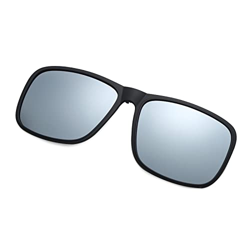 YAMEIZE Polarisierte Rechteckige Clip-On Sonnenbrille für - Damen Herren Trendy Flip-Up UV 400 Schutz Clip-On Anti-Glare-Brille Angeln Fahren Outdoor von YAMEIZE