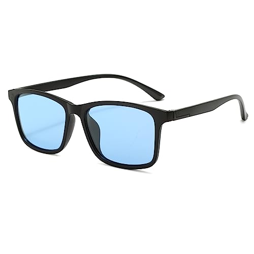YAMEIZE Polarisierte Sonnenbrille Herren Damen Klassische Rechteck Retro Unisex Fahren Brille für Reise Wandern UV400 Schutz Blau von YAMEIZE