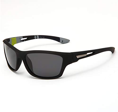 YAMEIZE Polarisierte Sonnenbrille Herren Damen UV400-Schutz Outdoor Sport für Baseball Laufen Radfahren Angeln Wandern Skifahren Golf (Schwarzer Rahmen Grau) von YAMEIZE