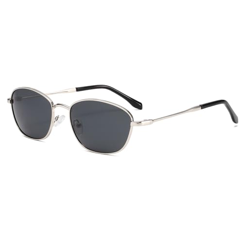 YAMEIZE Sonnenbrille Polarisierte für Damen Herren Ovale Vintage Retro Klein Runde Polarisierte Sonnenbrille Metall Rahmen 90er Jahre Oval Brille UV400 Schutz von YAMEIZE