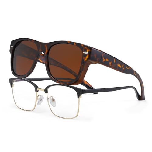 YAMEIZE Polarisierte Überzieh Sonnenbrille Damen Herren - Klassische UV400 Schutz Quadratische Überbrille Fahren im Freien von YAMEIZE