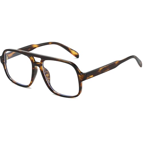 YAMEIZE Quadrat Blaulichtfilter Brille für Damen Herren Retro 70er Jahre Übergröße Blaulichtfilter Computerbrille Piloten Anti Blaulicht Brille von YAMEIZE