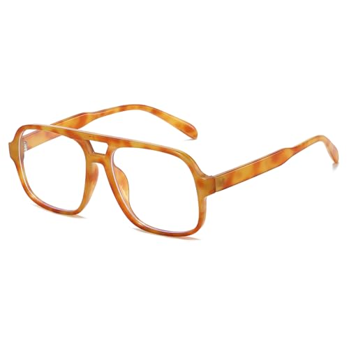 YAMEIZE Quadrat Blaulichtfilter Brille für Damen Herren Retro 70er Jahre Übergröße Blaulichtfilter Computerbrille Piloten Anti Blaulicht Brille von YAMEIZE