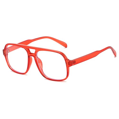 YAMEIZE Quadrat Blaulichtfilter Brille für Damen Herren Retro 70er Jahre Übergröße Blaulichtfilter Computerbrille Piloten Anti Blaulicht Brille von YAMEIZE