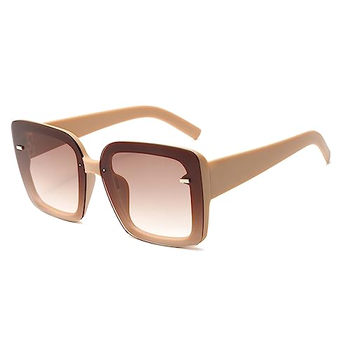 YAMEIZE Quadratische Überdimensionale Sonnenbrille für Damen und Herren Mode Trendige Quadratischem Rahmen Brille Braun Braun von YAMEIZE
