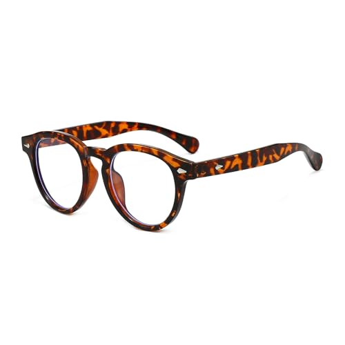 YAMEIZE Rechteckige Blaulicht Blockierende Brille - für Damen Herren Klassische Kleine Quadratische Anti Blaulicht Brillen Computerspiele (Leopard Klar) von YAMEIZE