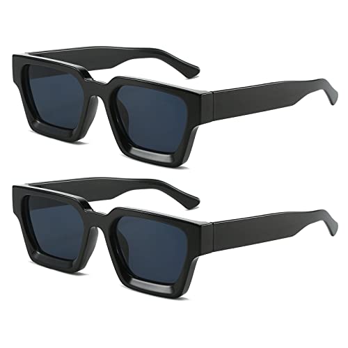 YAMEIZE Sonnenbrille Damen Eckig Rechteckige Vintage Sonnenbrille Herren Retro mit UV400 Schutz Trendige Quadratischem Rahmen von YAMEIZE