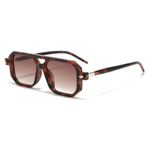 YAMEIZE Retro 70s Double Bridge Rechteck - Sonnenbrille für Damen Herren Klassisch Pilot Quadratisch Vintage Eyewear Driving Outdoor YAMEIZE Retro 70s Double Bridge Rechteck - Sonnenbrille für Damen Herren Klassisch Pilot Quadratisch Vintage Eyewear Driving Outdoor von YAMEIZE