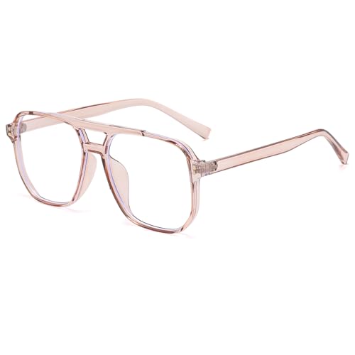 YAMEIZE Retro Blaulichtfilter Brille für Damen Herren Blaulichtfilter Computerbrille 70er Jahre Piloten Anti Blaulicht Brille Ohne Stärke von YAMEIZE