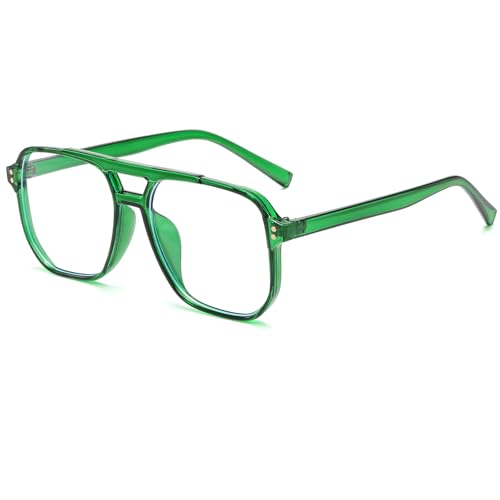YAMEIZE Retro Blaulichtfilter Brille für Damen Herren Blaulichtfilter Computerbrille 70er Jahre Piloten Anti Blaulicht Brille Ohne Stärke von YAMEIZE
