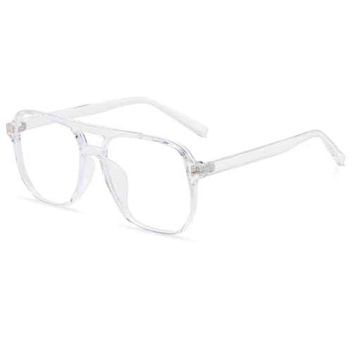 YAMEIZE Retro Blaulichtfilter Brille für Damen Herren Blaulichtfilter Computerbrille 70er Jahre Piloten Anti Blaulicht Brille Ohne Stärke von YAMEIZE