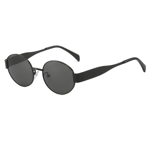 YAMEIZE Retro Oval Metall Rahmen Sonnenbrille - für Damen Herren Klassisch Rund UV400 Schutz Kleine Brillen Travel Fahren Outdoor von YAMEIZE