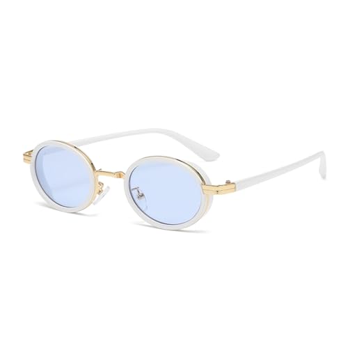 YAMEIZE Retro Oval Sonnenbrille für Damen und Herren Vintage Sonnenbrille Mode 90er Jahre Rave Brille von YAMEIZE