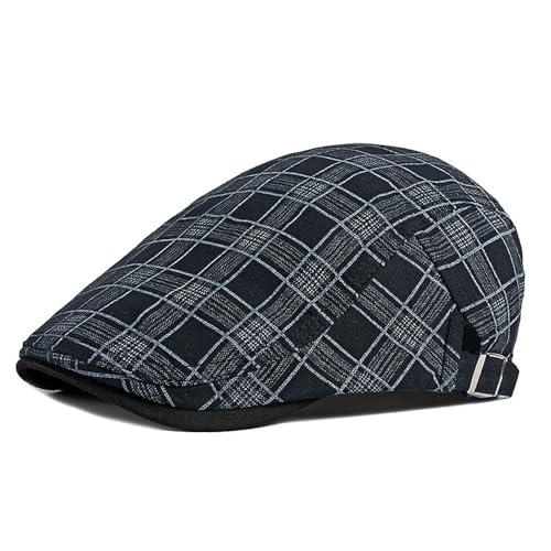 YAMEIZE Retro Plaid Herren Flat Cap - Hut Bäcker Junge Ivy Schiebermütze Trendiger Taxifahrer Baskenmütze Peaky Cotton Driving von YAMEIZE