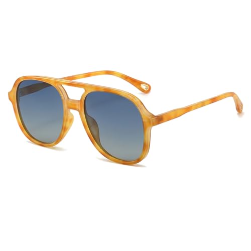 YAMEIZE Retro Polarisierte 70s Rechteck Sonnenbrille für Damen Herren Pilot Quadrat UV400 Schutz Oversized Double Bridge Brille Fahren Outdoor von YAMEIZE