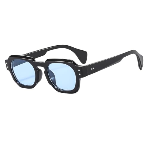 YAMEIZE Retro Rechteck Sonnenbrille für Damen und Herren Vintage Sonnenbrille Dicker Sechseckiger Rahmen Quadratisch Mode 90er Jahre Rave Brille von YAMEIZE