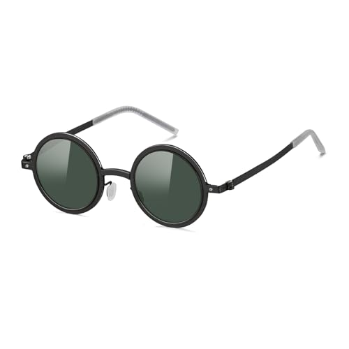 YAMEIZE Runde Metall Verstellbarer Sonnenbrille für - Damen Herren Metall Verstellbarer UV400 Schutzbrille Fahren im Freien (dunkelgrün) von YAMEIZE