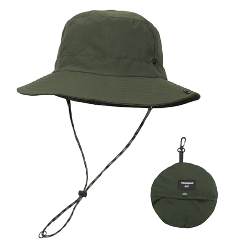 YAMEIZE Sommer UPF 50 + Eimer Hut - with String Mit für Damen Herren Wasserdicht UV-Schutz Safari Hut Angelhut Wandern Strand Wandern Klettern von YAMEIZE