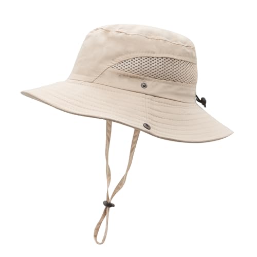 YAMEIZE Sommer Wasserdichter Eimer Hut- mit Schnur für Damen Herren Kind Erwachsene Uv-Schutz Starker Riemen Hut Angeln Wandern Klettern von YAMEIZE