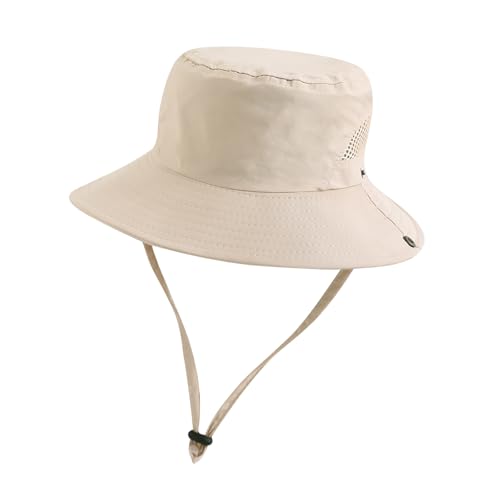 YAMEIZE Sommer Wasserdichter Eimer Hut- mit Schnur für Damen Herren Kind Erwachsene Uv-Schutz Starker Riemen Hut Angeln Wandern Klettern von YAMEIZE
