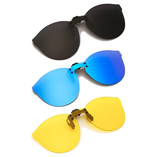 YAMEIZE Sonnenbrille Clip 3 Pair Frameless Flip Up Sonnenbrille Herren und Damen Polarisierte Linse Geeignet für den Außenbereich von YAMEIZE