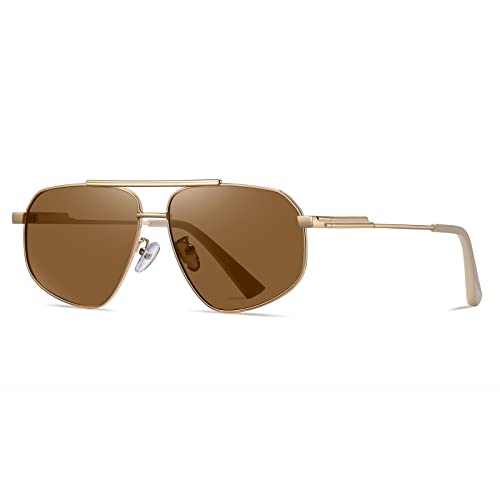 YAMEIZE Polarisiert Sonnenbrille Piloten Vintage Runde-Klassische Metallrahmen Unisex Fahrenbrille für Herren mit UV400 Schutz von YAMEIZE