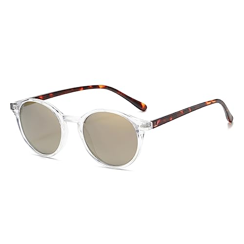 YAMEIZE Sonnenbrille Polarisiert Rund für Damen-Vintage Retro Runde Kleine Kreis Sonnenbrille für Fahren Angeln Braun von YAMEIZE