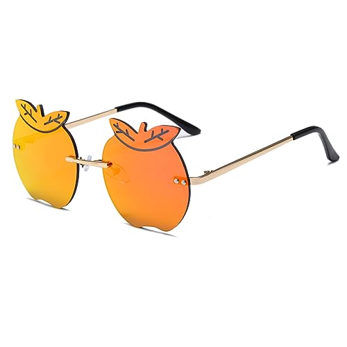 YAMEIZE Sonnenbrille Randlose Vintage Brillen Apfelform Lustige Diamond Disco Brille für Herren Damen Getönte Rave Brille Festival Sonnenbrille von YAMEIZE
