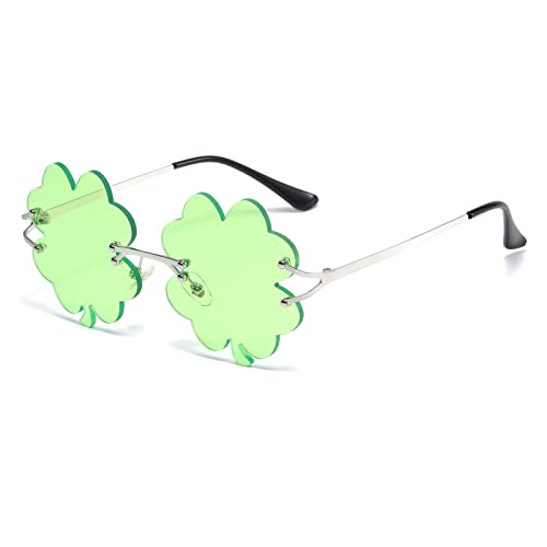 YAMEIZE St. Patrick's Day Grün Four Leaf Irland - Sonnenbrille Leprechaun Kostüm Brille Metall Rahmen Damen Herren Party… von YAMEIZE