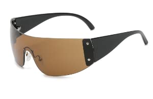 YAMEIZE Trendige Y2K Rundum-Sonnenbrille – für Damen und Herren, randlos, übergroß, zum Umwickeln von Radsport-Brillen, UV400-Schutz, personalisierter Sport-Sonnenschirm, Outdoor von YAMEIZE