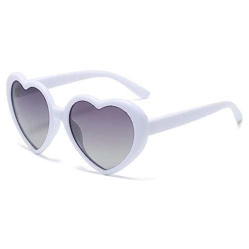 YAMEIZE Trendy 90s Polarisiert Love Herz - Sonnenbrille für Damen Herren Heart Retro Herz Form Brille Vintage Coloful Funny Party im Freien von YAMEIZE