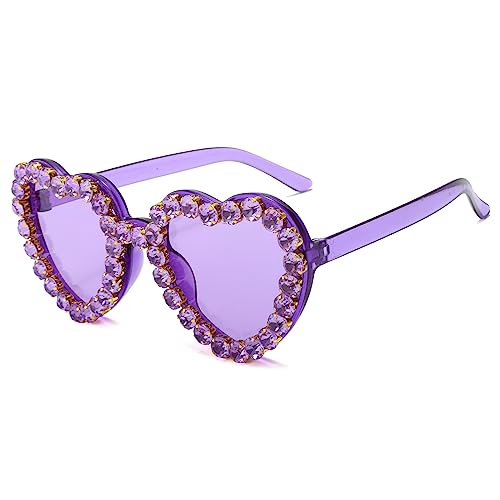 YAMEIZE Trendy Strass Herz Sonnenbrille für - Damen Herren Liebe Herz Rhinestone geformt Kristall Diamant UV400 Brillen Lustige Party Fahren von YAMEIZE